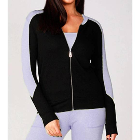 NEW FRENCH KYSS zip bomber jacket in black/lilac - Picture 1 of 1
